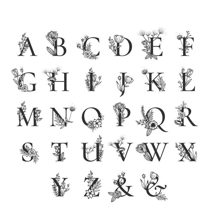 floral alphabet svg