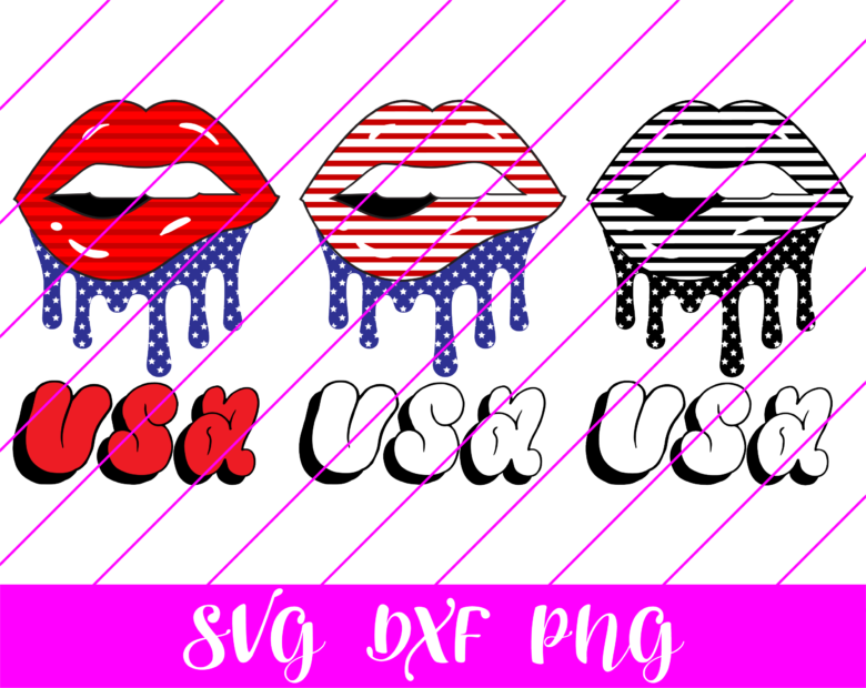 4th of july lips svg