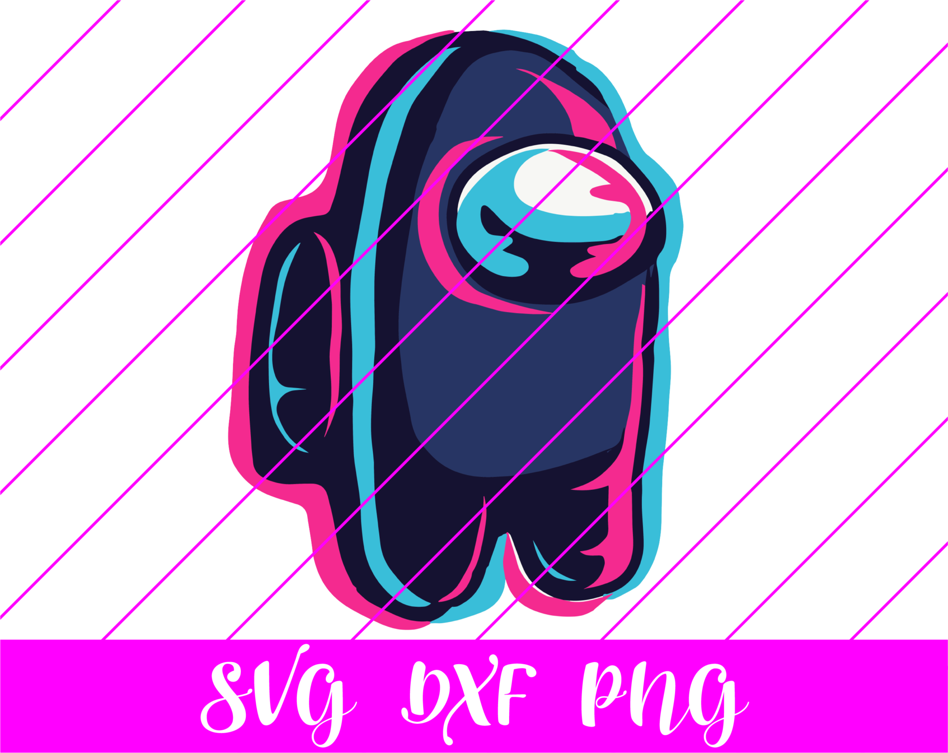 Among Us Pink Blue 3d SVG