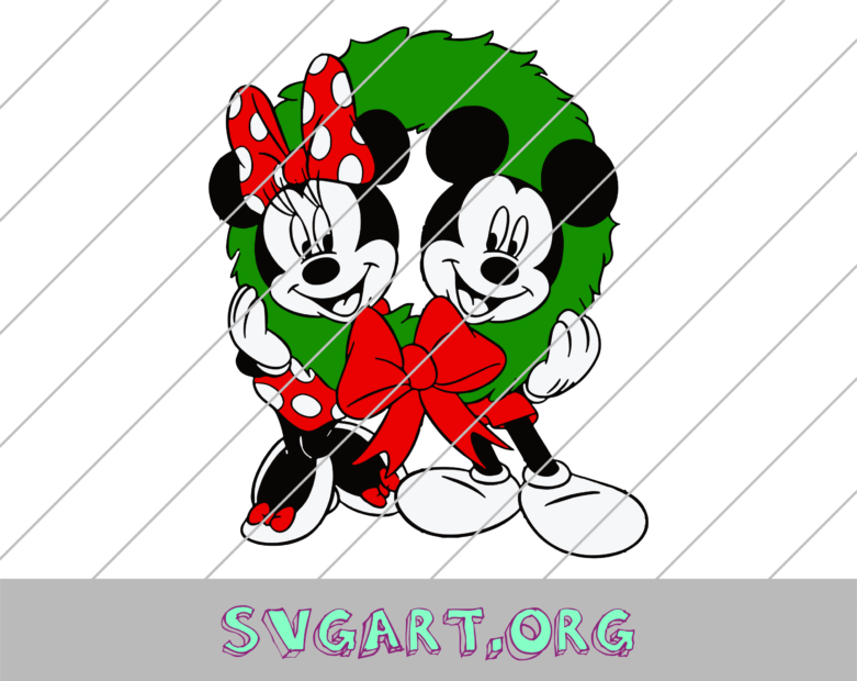 Mickey and Minnie Christmas Wreath SVG