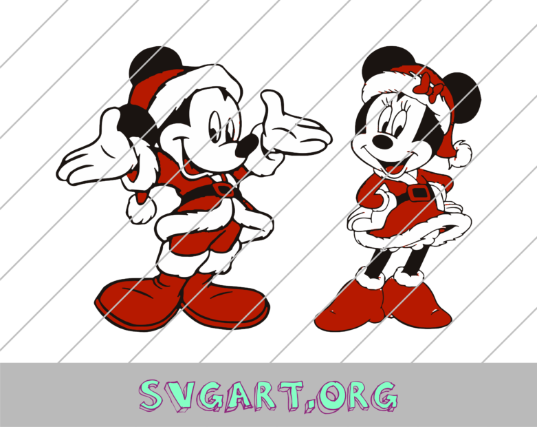 Mickey and Minnie Santa Claus Outfits SVG