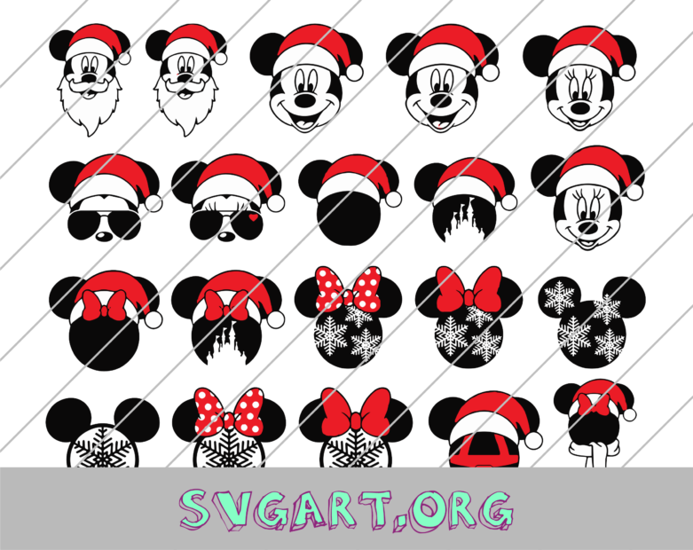 Mickey Ears Christmas Icons SVG