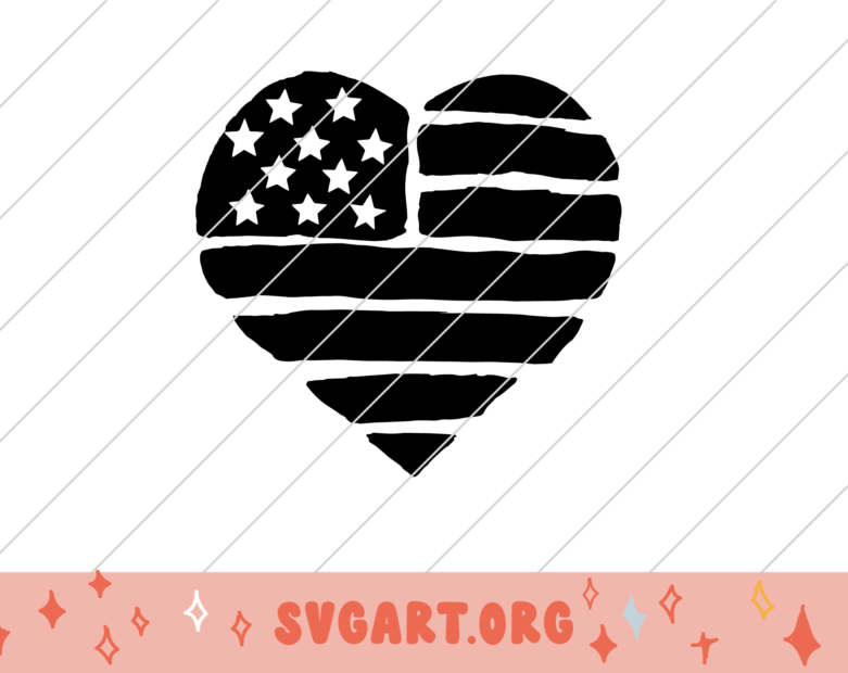 heart shaped american flag svg