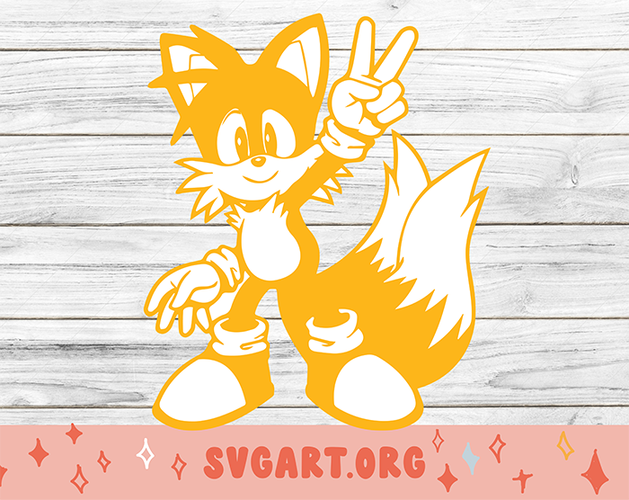 sonic tails peace sign svg